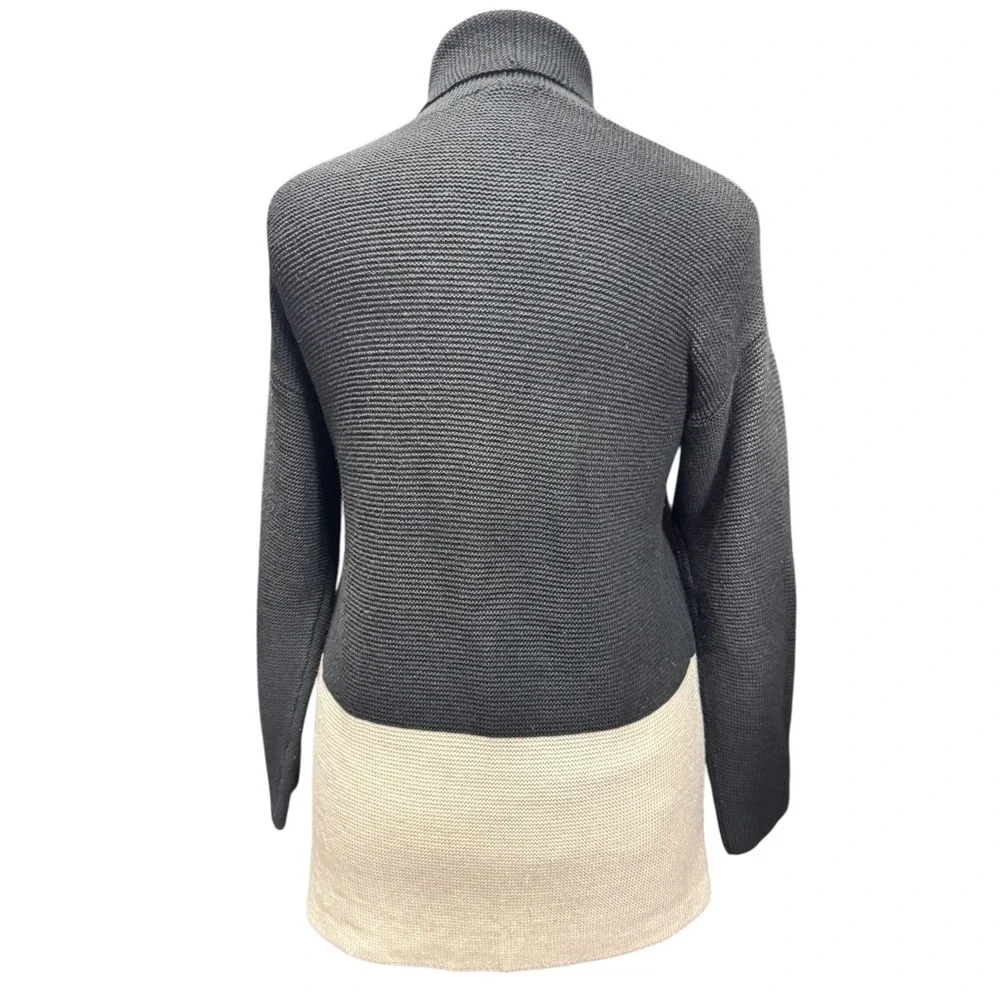 KERISMA Colorblock Open Front Cardigan Sweater Black Beige S/M minimalist‎ basic